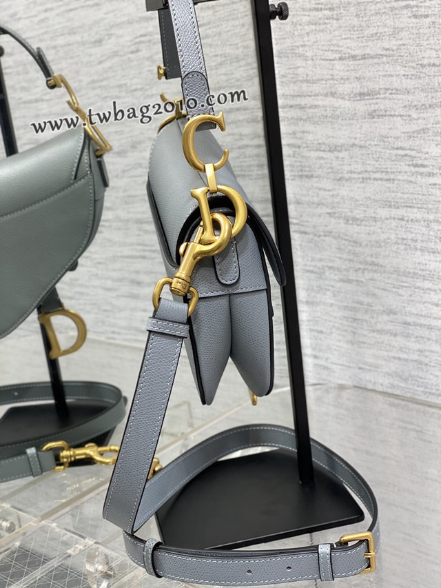 Dior专柜新款迪奥顶级原单原厂皮雾霾蓝小号经典马鞍包 djfk1103